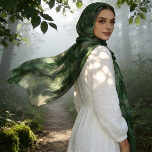 Hijab Scarf for Women Fashion Printed Modal Hijab Head Wrap Scarves Lightweight Long Scarf Shawls - color: Watercolor I