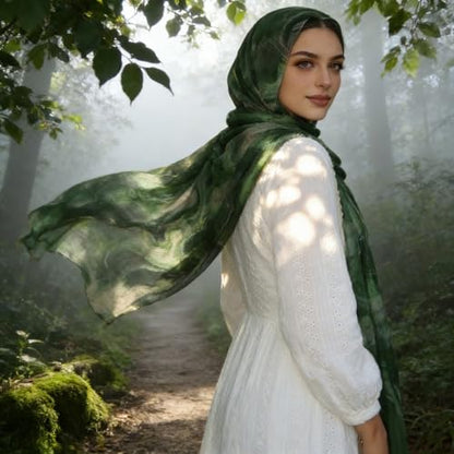 Hijab Scarf for Women Fashion Printed Modal Hijab Head Wrap Scarves Lightweight Long Scarf Shawls - color: Watercolor I