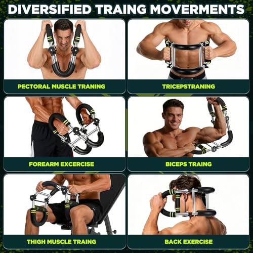 Twister Arm Trainer with Grip Strength Trainer, 20-270lbs Adjustable & 20-160lbs Foldable Options, Chest Workout Equipment, Arm Trainer for Men Women, Home Gym Strength Trainer,Chest and Arm Exerciser - color: Green, 20-160lbs Foldable