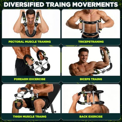 Twister Arm Trainer with Grip Strength Trainer, 20-270lbs Adjustable & 20-160lbs Foldable Options, Chest Workout Equipment, Arm Trainer for Men Women, Home Gym Strength Trainer,Chest and Arm Exerciser - color: Green, 20-160lbs Foldable