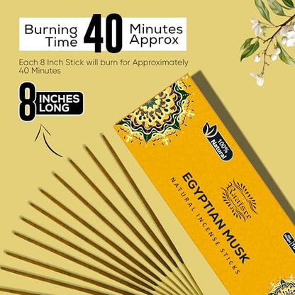 Raajsee Egyptian Musk Incense Sticks 100 Gm Pack-100% Pure Organic Natural Hand Rolled Free from Chemicals-for Church,Aroma Therapy,Relaxation,Meditation & Sensual Therapy - color: Egyptian Musk