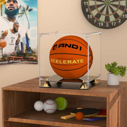 KOLIPI Basketball Display Case, Clear Acrylic Full Size Basketball Case Display with Double Layer Base, Ball Holder Stand Box Protector for NBA WNBA Signed Ball Memorabilia,11x11x12 inch - size: Basketball Case,11x11x12 inch