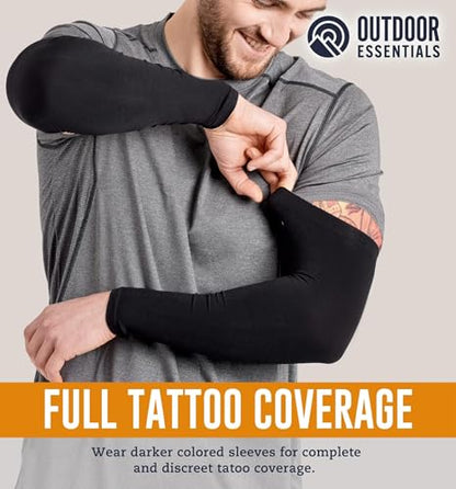 OutdoorEssentials UV Sun Sleeves for Men & Women, Cooling Arm Sleeves UPF 50+ | Golf, Tattoo Cover Up, Sun Protection - color: (3 Pairs): 3 Black