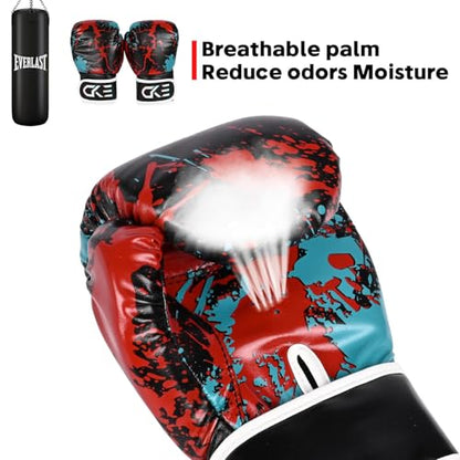 CKE Boxing Gloves for Kids Ages 5-12, Beginner Punch Bag Training Gloves | Youth boxing gloves and kids boxing gloves for boys and girls, ideal for beginner practice, punching drills and training - color: Red/Black
