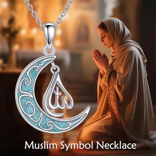 TIGER RIDER Allah 925 Sterling Silver Necklace Islamic Muslim Pendant Amulet Protector Jewelry Gift for Women Birthday Christmas