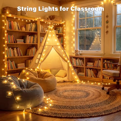 Ollny 2 Pack Battery Operated String Lights 200LED Warm White, Clear Wire - color: Warm White-(Clear Wire), size: 200 LED