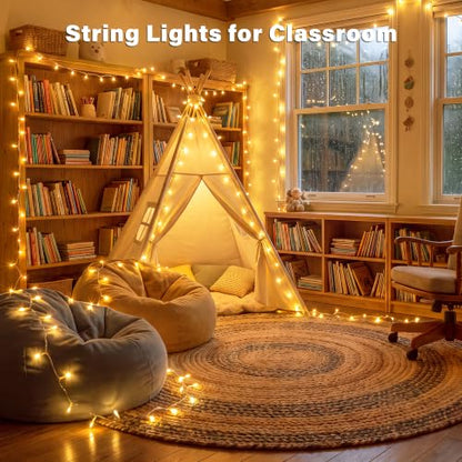 Ollny 2 Pack Battery Operated String Lights 200LED Warm White, Clear Wire - color: Warm White-(Clear Wire), size: 200 LED