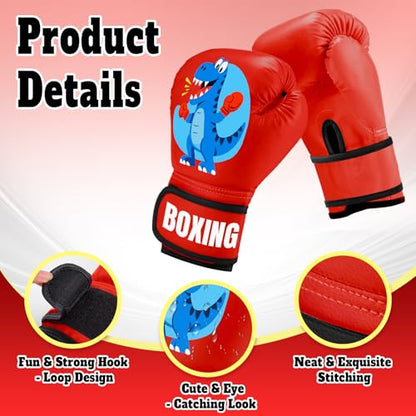 Kids Boxing Gloves for Boys & Girls, Youth Boxing Training Gloves for Kids Age 3 to 9 Years, 4OZ Training Sparring Gloves for Punching Bag Kickboxing Muay Thai MMA - color: Red