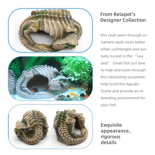 Reptile Hide Skull Animal Skeletons Decorations, Aquarium Hideaway Cave Fish Tank Decorations for Amphibians, Betta Fish, Shrimp, Lizards, Leopard Gecko