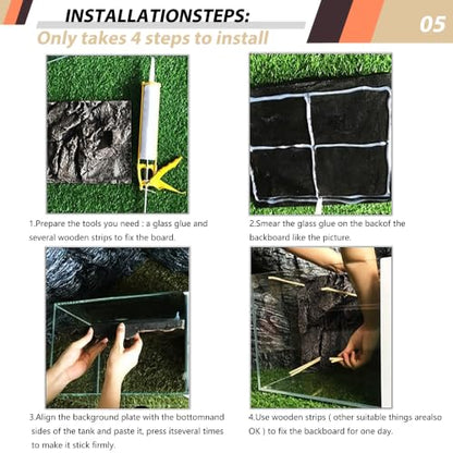 23.6x17.7in Rock Terrarium Background,3D Reptile Tank Background Board,Amphibian Stereo Backdrop Wall,Lizard Snake Gecko Spider Turtle Fish pet silo Background Decorative Panel(Brown) - color: brown-23.6"* 11.8"（1pcs）