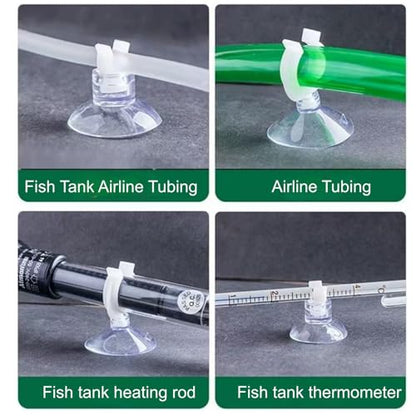Aquarium Suction Cup Clips Set Fish Tank Air Line Holder Clear Plastic for Glass Fish Supples and Fish Tank Clear Airline Tubing Decorations Shrimp Nests and Reptile - size: Φ0.67in/17mm