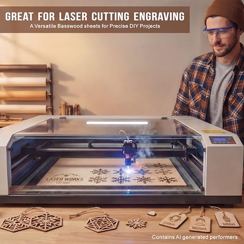 18 Pack Basswood Sheets 1/8" Thickness,Dimension 12"x18" | Unfinished Plywood Smooth,Thickness 3mm Basswood for Laser Cutting,Engraving,Wood Burning,Painting,Model Making,DIY Projects