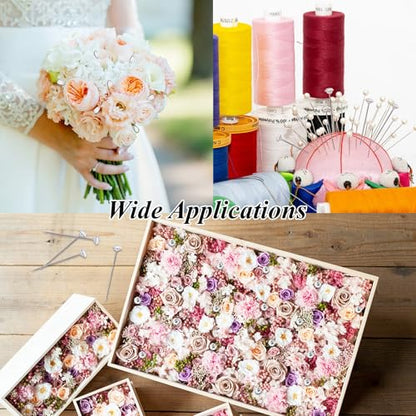 300 Pieces Bouquet Corsage Floral Pins 3 Styles Straight Boutonniere Pearl Diamond Pins Decoration for Flower, DIY Crafts, Sewing, and Wedding Bridal Accessories