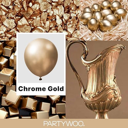 PartyWoo 메탈릭 골드 풍선 128피스 다양한 사이즈 45.7cm(18인치), 30.5cm(12인치), 25.4cm(10인치), 12.7cm(5인치) 크롬 골드 풍선 아치 키트 화환 생일 졸업 베이비 샤워 웨딩 처녀 파티 장식 골드-G127 - color: 골드-g127