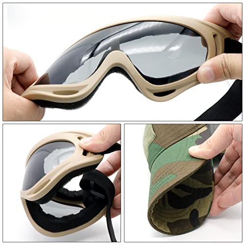 Airsoft Mask with Goggles, Foldable Half Face Airsoft Mesh Mask with Ear Protection for Paintball Shooting Cosplay CS Game - color: CB-3PCS, size: 3pcs