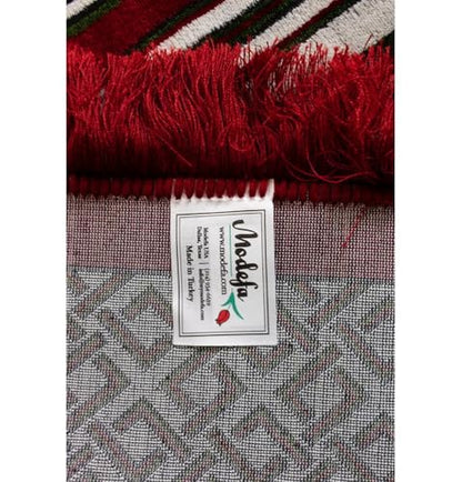 Modefa Turkish Islamic Prayer Rug - Large Gathering & Group Praying Carpet - Wide Plush Velvet Praying Mat - Multi Person Muslim Janamaz Sajada for Family - 16 Person (Geometric Red)