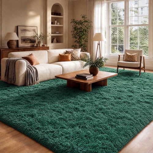 Green Rug for Bedroom Living Room, 5x7 Soft Shaggy Dark Green Area Rugs - color: Dark Green, size: 5' x 7' (Rectangular)