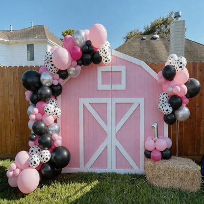 Pink Black Cow Balloons, 60 Pcs Cow Print for Girls Cowgirl Birthday Party - color: Pink Black Cow