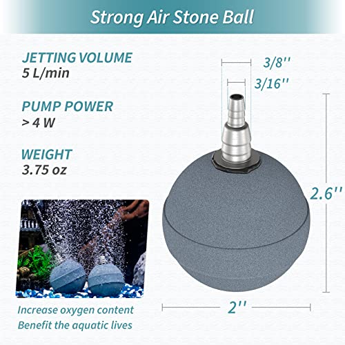 Pawfly Aquarium Air Stone Ball 2 Inch, Airstones for Aquarium Fish Tank Bucket Hydroponics Pond and DWC Reservoir, 4 Pack - size: 4 Pack