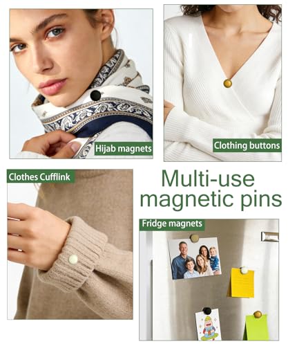Strong Hijab Magnets for Women - 8 Pack Magnetic Scarf Pins & Clips Secure Hold, Invisible Under Scarf for Muslim Clothing and Accessories (4, Misty Gold) - color: Misty Gold