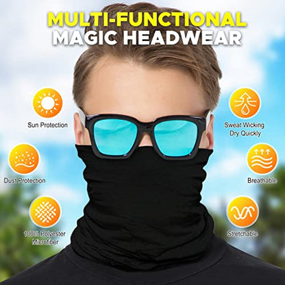 JOEYOUNG Headwear, Bandana, Neck Gaiter Head Wrap Headband Balaclava Magic Scarf - color: A-black