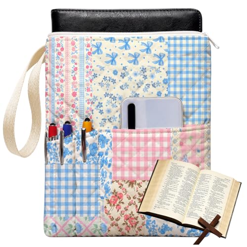 Gilprop Bible Book Sleeve 11" x 9" Blue Spliced Style Quilted Zippered - style: Blue Spliced Style