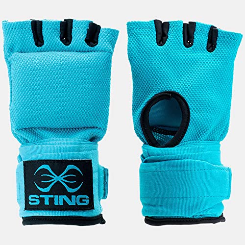 Elastic Quick Wraps by STING | Semi-Elastic Compression Fabric, Padded Knuckle Section, Expandable Finger Panels - color: Teal Blue, size: Small