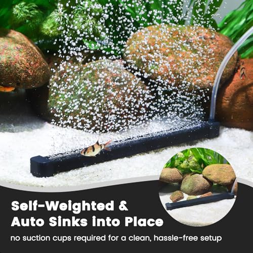 hygger Weighted Nano Mist Bubble Wall Bar, 35.4" Self-Sinking ABS Air Stone Strip with Gentle Oxygen Diffuser for Freshwater & Marine Aquarium, Hydroponics - size: 35.4 Inch