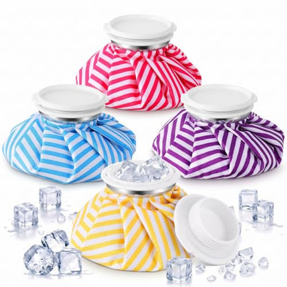 Honoson 4 Pack Reusable Ice Pack for Injuries, Ice Bags Hot Water Bag for Hot & Cold Pain Relief No-Leak Elastic Breathable for Muscle, Joint Pain Swelling, Sports & Home Use(Stripes Style) - style: Stripes Style