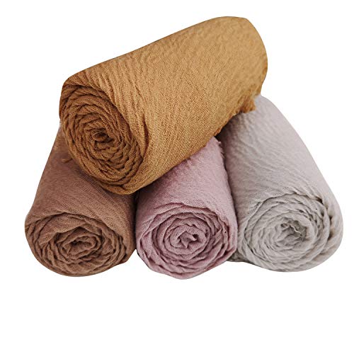 MANSHU 4PCS Women's Soft Cotton Hemp Shawl & Wrap, Long Scarf & Head Scarf
