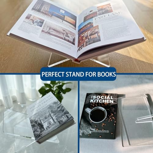Acrylic Book Stand Large Open Display for Cookbook Art Bible Easel Magazine Textbooks Clear Stands Guest Coffee Table Reading Transparency Holder Kitchen Home Decor 7.5*4.5*4.5 inches (11*6.1) - size: 11*6.1