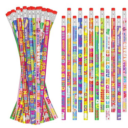 Cinrobiye 100 PCS Bible Pencils Bulk, Christian Scripture Pencils with Erasers, Religious School Supplies for Church, Sunday School, Faith Events and Classroom Use - style: Bible100