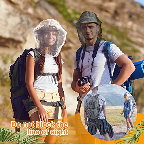 Yahenda 10 Pcs Bug Net for Face Mosquito Face Net Fly Netting Hood from Bugs Summer Head Mesh Head Large Protecting Mesh Net for Hats Camping Fishing Outdoor Activities, 5 Colors, 21.26 x 18.9 Inch
