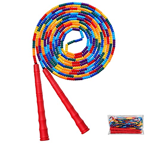 Double Dutch Jump Rope Long Jump Rope 16 FT 1 Pack/2 Pack, Adjustable Soft Beaded Diy Jump Rope for Kids Adult Long Enough for 5-6 Jumpers - color: Red-1 Pack