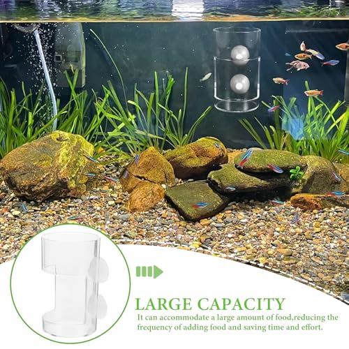 Mikikit Aquarium Fish Feeder Tube with Suction Cups, Anti-Floating Feeding Ring for Fish Tank, Aquarium Accessory for Precise Food in Freshwater and Marine Tanks