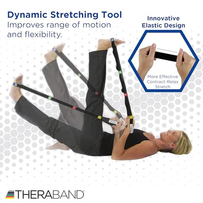 THERABAND Stretch Strap with Loops to Increase Flexibility, Dynamic Stretching Tool for Athletes Including Dancers, Cheerleaders, Gymnasts, Runners, Pilates and Yoga Elastic Stretch Out Band