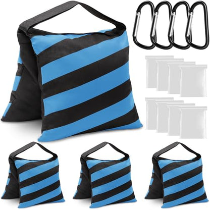 4 Packs Blue Sandbag Weight Bags for Light Photography Video Equipment | Heavy Duty Saddlebags for Backdrop Stand, Photo Tripod, Canopy, Pop up Tent, Umbrella Base, Fishing Chair, Picnic Table - color: Blue