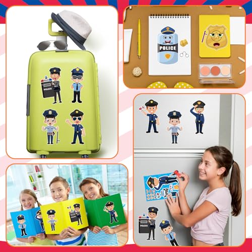 Make Your Own Policeman Stickers, Make-a-face Stickers, Educational Theme | 24 Sheets Goodie Bags Stuffers Gift for Kids, Birthday Party Favor School Classroom Teacher Reward - style: Policeman