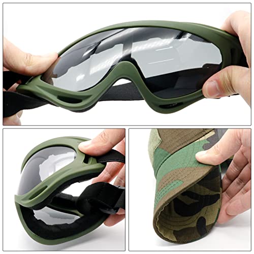 Airsoft Mask with Goggles, Foldable Half Face Airsoft Mesh Mask with Ear Protection for Paintball Shooting Cosplay CS Game - color: C-3PCS, size: 3pcs