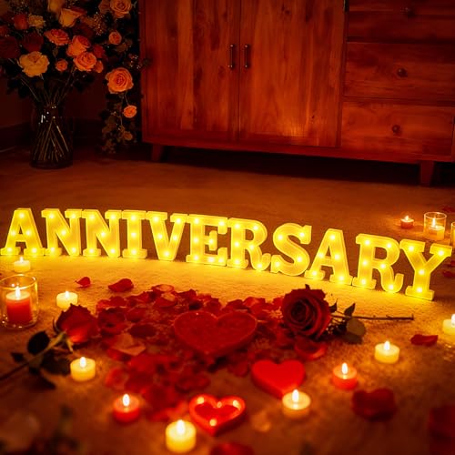 Aurelema Sukkot Large LED Letter Sign LED Lights Battery Powered Table Decoration for Party Gift Tabletop Decoration(Anniversary) - size: 8.27 inches, style: Anniversary