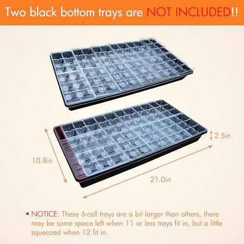 Gardzen 30 Pack 6-Cell Seed Starting Tray for Seedlings, Plant Starter Trays with Drainage Holes for Seed Germination, 5.4x3.7 inches, Clear | Transparent Plant Starter Trays for Seed Germination and Seedlings, 5.4"x3.7" Growing Cells with Drainage Design