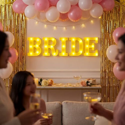 Aurelema Sukkot Large LED Letter Sign LED Lights Battery Powered Table Decoration for Party Gift Tabletop Decoration(Bride) - size: 8.27 inches, style: Bride