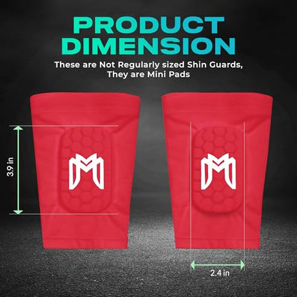 MediCaptain Mini Shin Guards Soccer – Built in Shin Pad Sleeves for Mens, Women, Teens - Small Shin Guards - Lightweight, Breathable Shin Defender Leg Protection - color: Red, size: Mini (3.9 x 2.4 in)