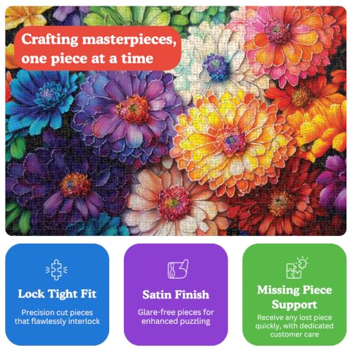 Cross & Glory | 1000 Piece Jigsaw Puzzles for Adults | Rainbow of Flowers - color: Rainbow of Flowers