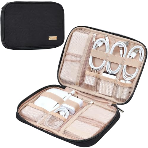 NISHEL Travel Cord Organizer, Electronic Cable Accessories Storage Bag - color: Black