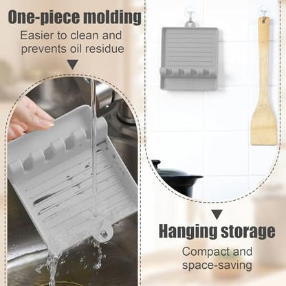Paint Brush Holder with 4 Slots, Brush Rest Organizer with Drip Tray for Watercolor, Acrylic, Oil Painting and Art Supplies, Light Gray - color: Light Gray