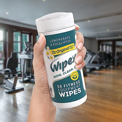 Wipex Original Fitness Equipment Wipes - EWG Verified Natural Plant Based Gym Wipes, Clean Surfaces at Home or Gym, Use as a Yoga Mat Cleaner, Lemongrass & Vinegar, 50 Count (Pack of 3) - size: 50 Count (Pack of 3)