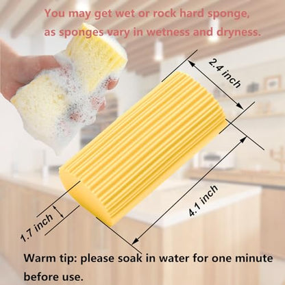 6-Pack Damp Clean Duster Sponge,Magic Sponge Eraser for Housekeeping,Reusable Cleaning Sponge for Blinds,Vents,Mirrors,Glass, Baseboards,Window Track Grooves and Railings (Yellow) - color: Yellow