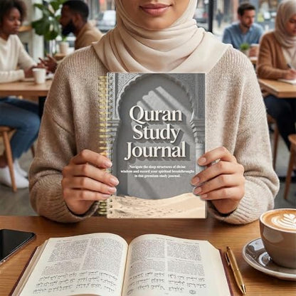 Premium Quran Study Journal - A5 Spiral Bound Islamic Reflection Notebook with 120 Pages 100gsm Thick Paper - Arabic & Translation Tracker for Daily Quranic Study, Memorization & Ramadan Gifts (Stone Arch) - color: Stone Arch