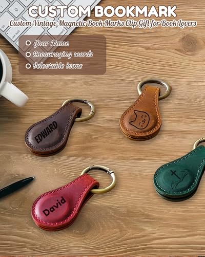 Personalized Magnetic Leather Bookmark Custom Engraved Name Text Bookmarks Customized Magnet Book Marks for Women Men Book Lovers Readers Travelers (Big) - color: Big